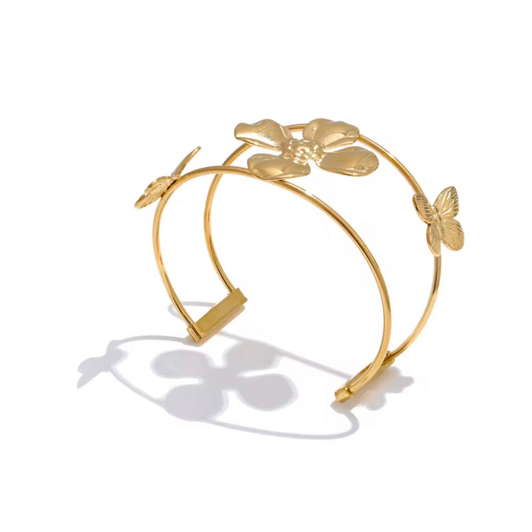 Flower & Butterflies Bangle Bracelet XMTX Collections