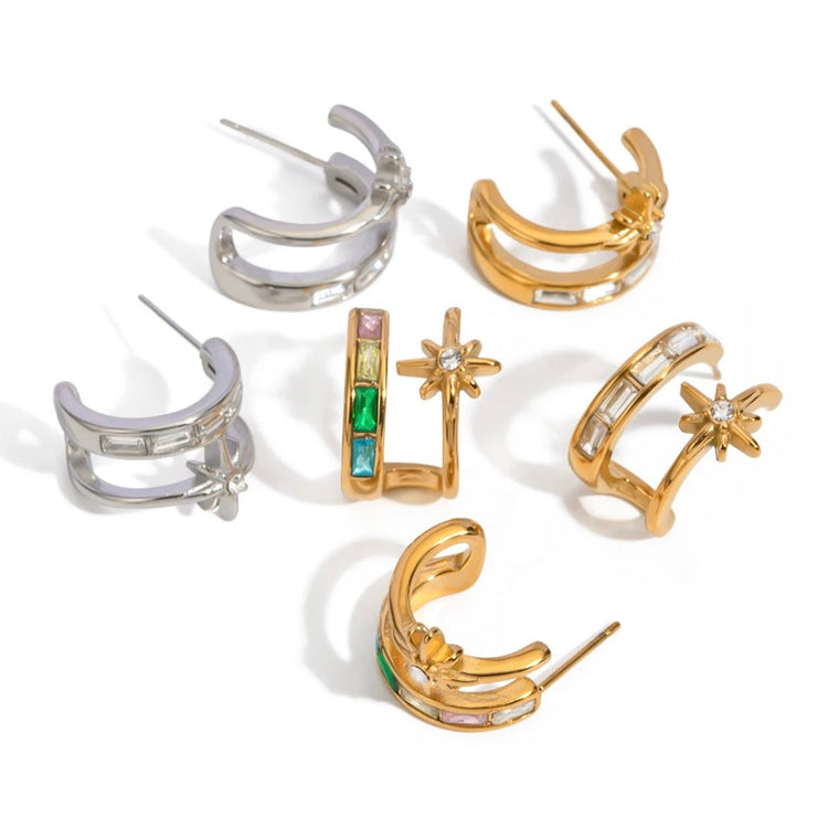 Eight Point Double Hoop Earrings XMTX Collections