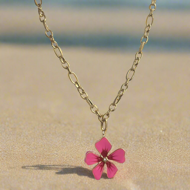 Hot Pink Flower Handmade Necklace XMTX Collections