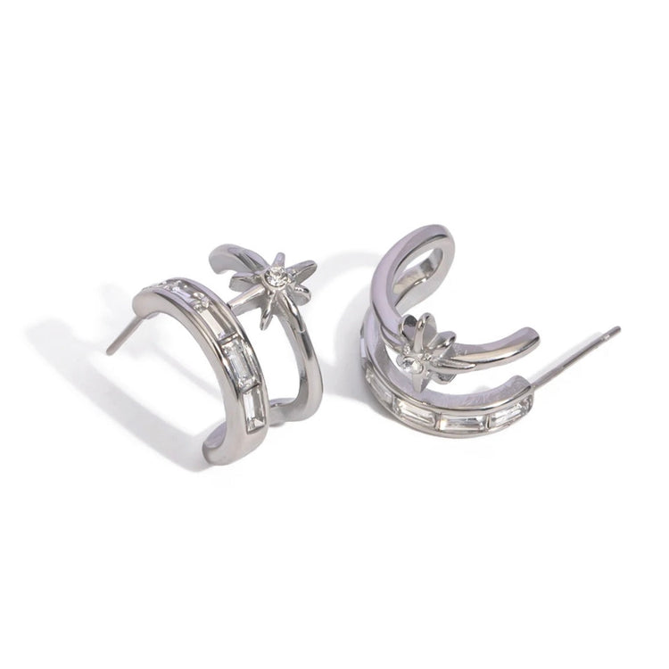 Eight Point Double Hoop Earrings XMTX Collections