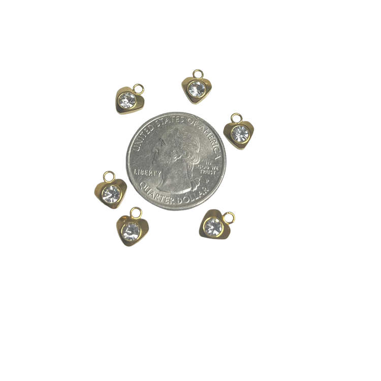 Gold Rhinestone Heart Charm XMTX Collections
