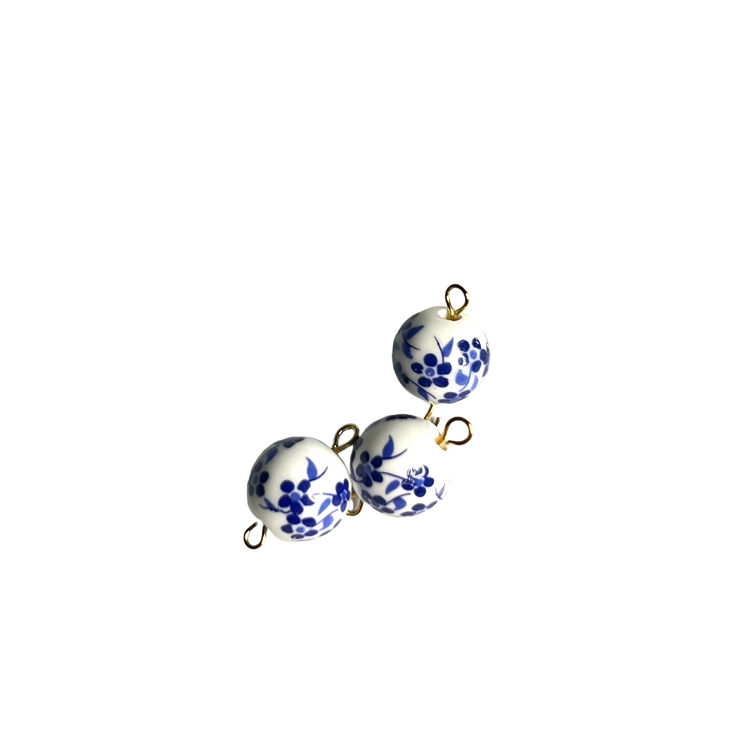 Ceramic Blue Flowers Bead Charm XMTX Collections