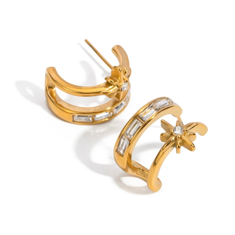 Eight Point Double Hoop Earrings XMTX Collections