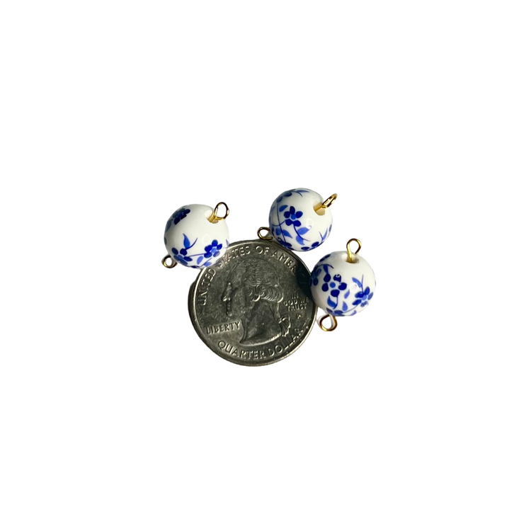Ceramic Blue Flowers Bead Charm XMTX Collections