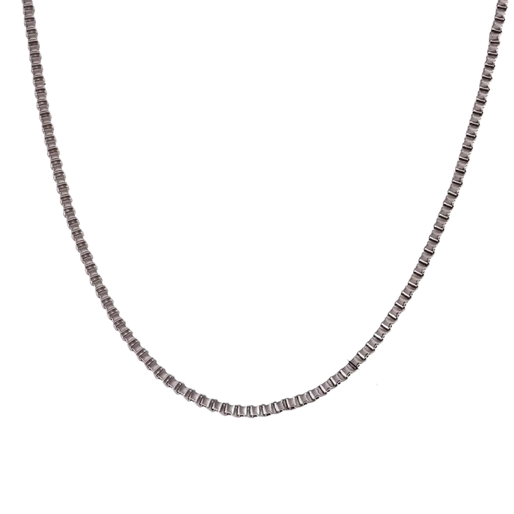 Puffy box chain , silver , 16” long , non tarnish, hypoallergenic, waterproof