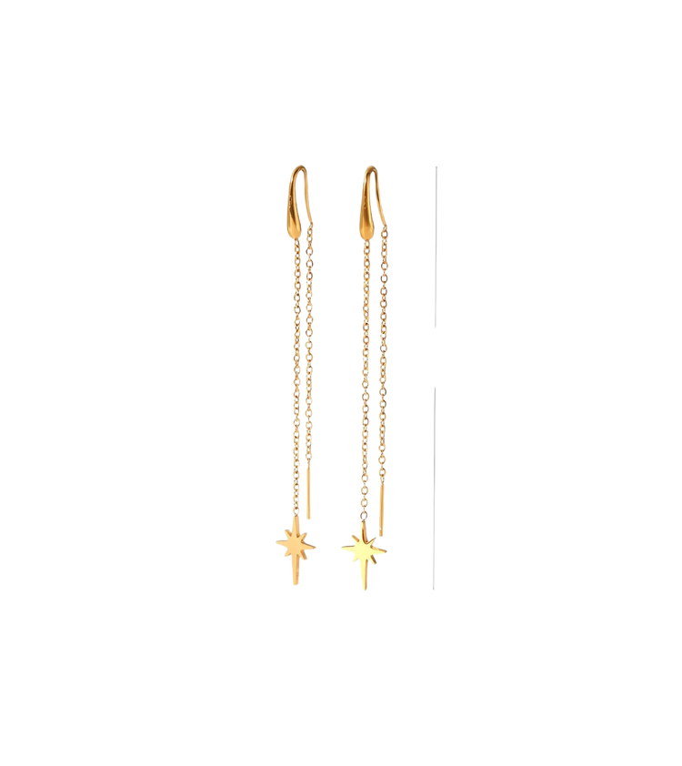 Eight Point Star Chain Earring XMTX Collections