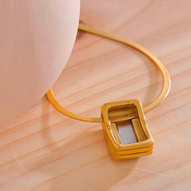 Quinn Rectangle Mother of pearl Pendant Necklace XMTX Collections