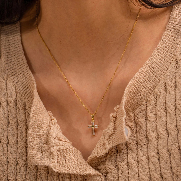 Vintage Rhinestone Cross Necklace XMTX Collections