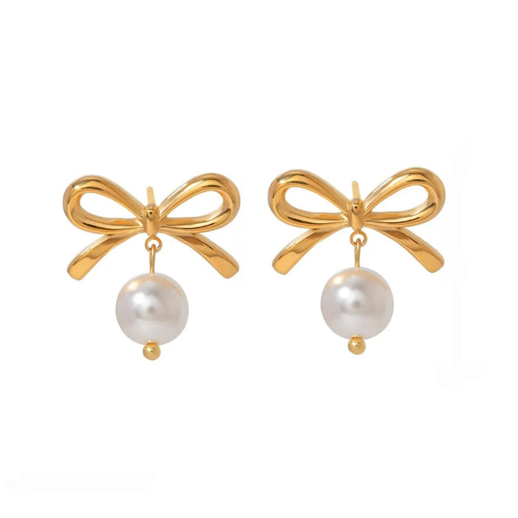Bow Pearl Earrings XMTX Collections