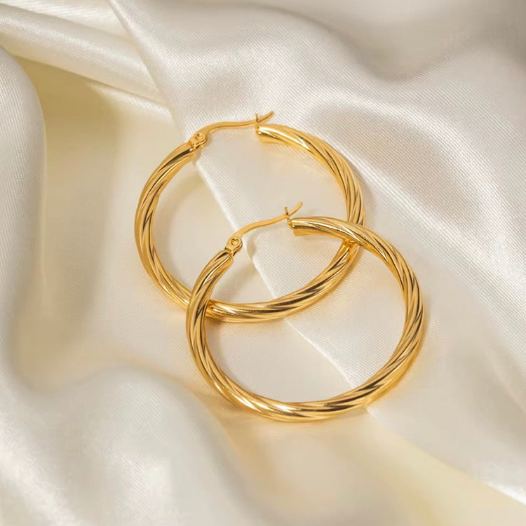 Emma Twisted Hoop Earrings XMTX Collections
