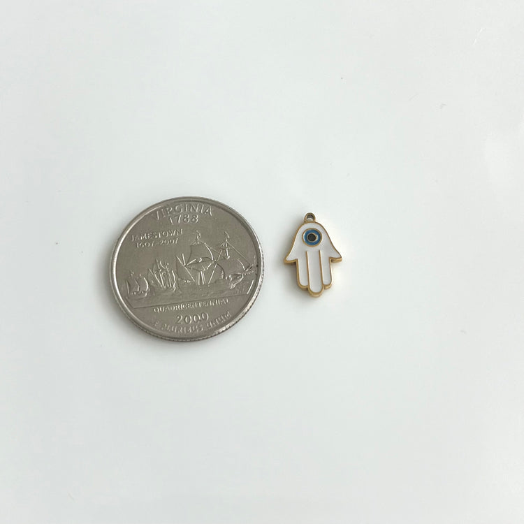 Small White Hamsa Hand Charm XMTX Collections