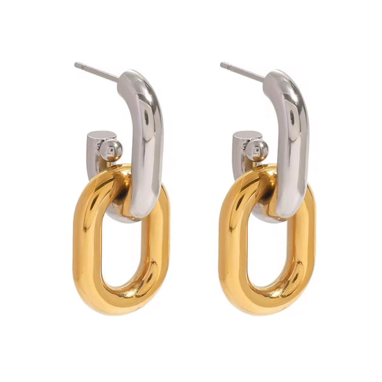 Erina Two Tone Chain Hoop Earrings XMTX Collections