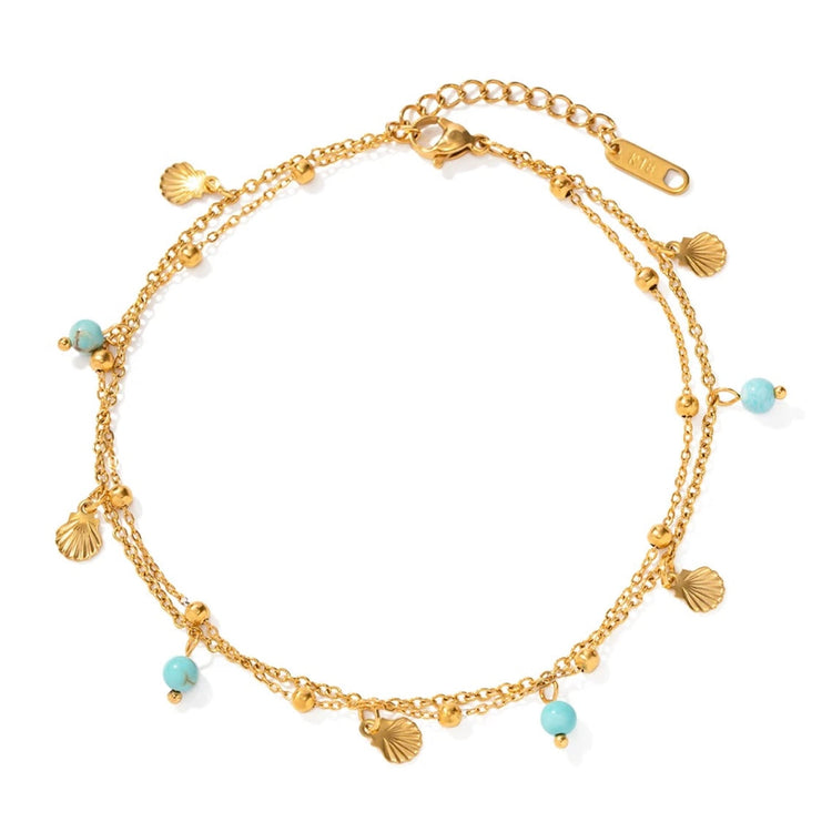Turquoise & Seashell Anklet XMTX Collections