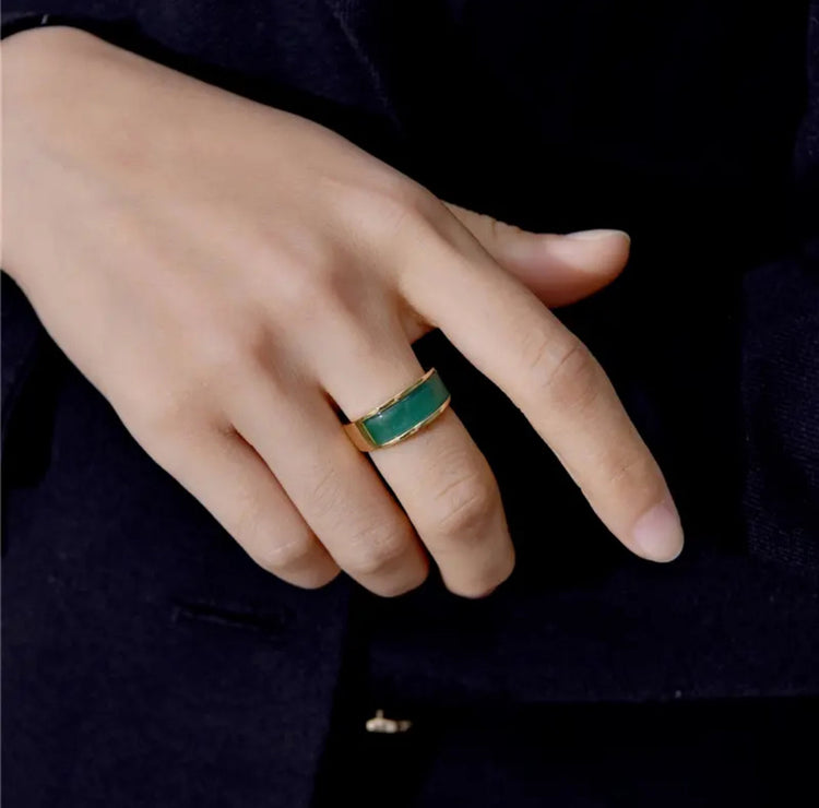 Green Opal Chunky Band Ring XMTX Collections