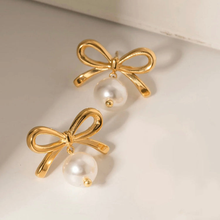 Bow Pearl Earrings XMTX Collections