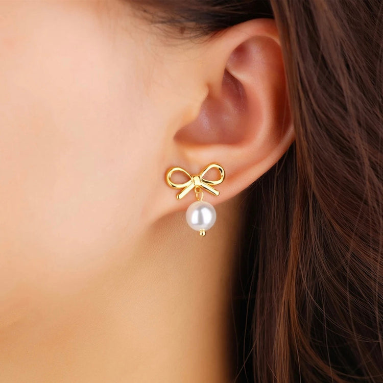 Bow Pearl Earrings XMTX Collections