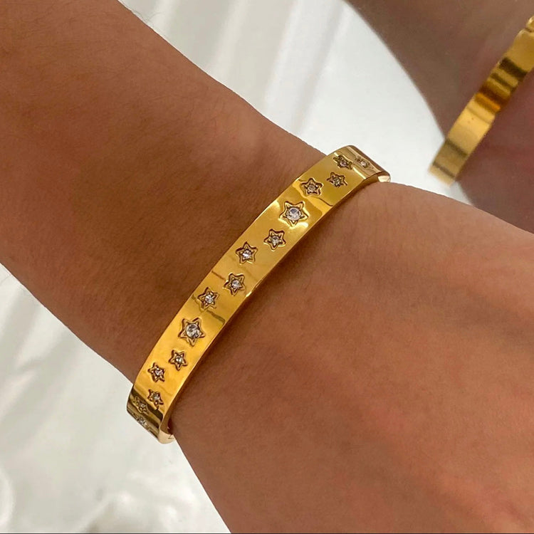 Rhinestone Stars Round Bangle Bracelet XMTX Collections