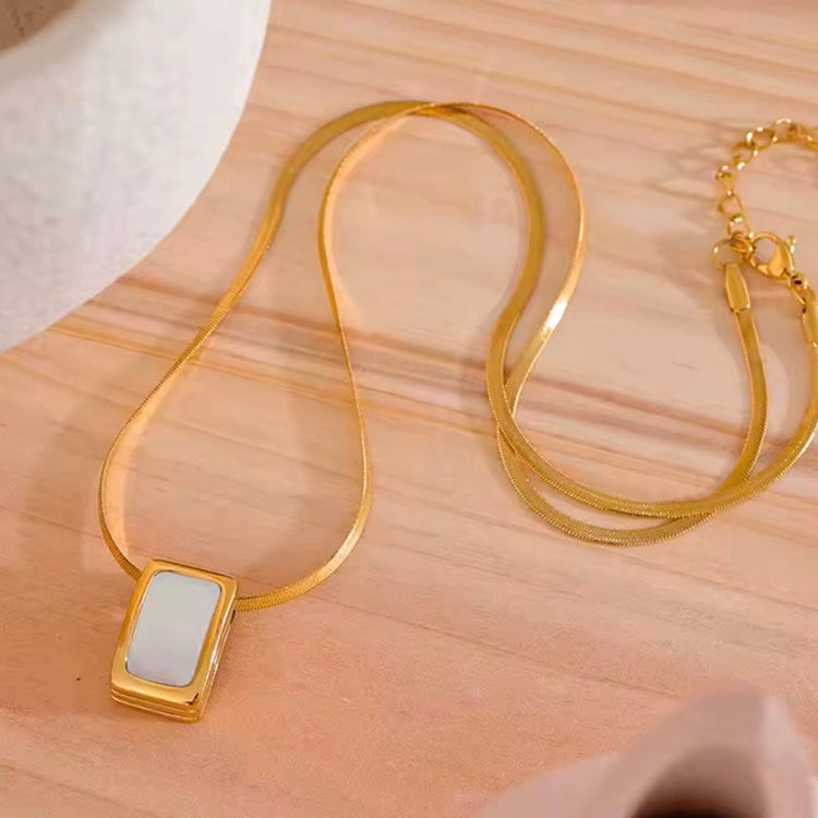Quinn Rectangle Mother of pearl Pendant Necklace XMTX Collections