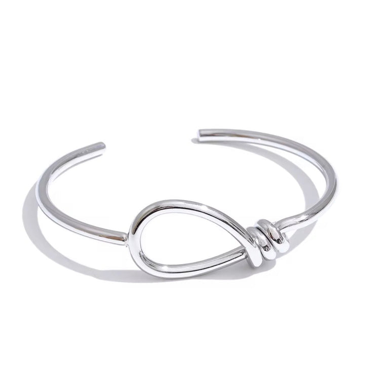 Silver knot cuff bracelet minimalist stainless steel jewelry