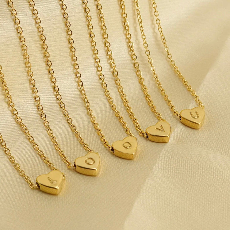 Heart Initial Necklace XMTX Collections