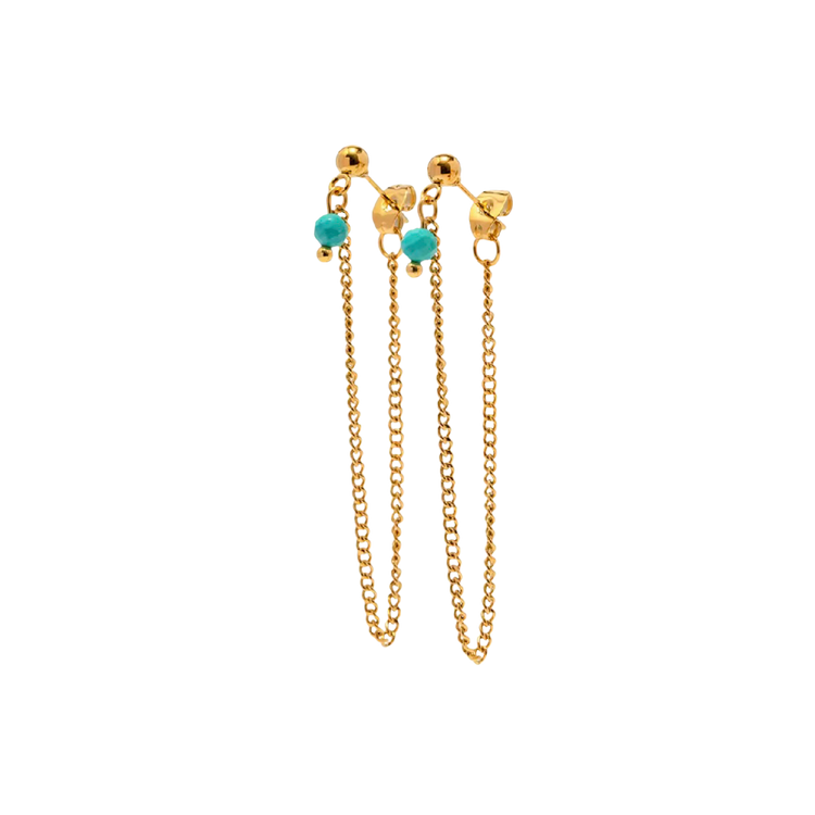 These Turquoise Tassel Earrings are a must-have for any jewelry collection! With their original design and lightweight feel, they are perfect for adorning both first and second piercings. Add a pop of color and style to any outfit with these statement earrings!
Made to last!
Tarnish and Water Resistant, Beach & Shower friendly, Hypoallergenic
Chain hangs 2" low from the ear
18K Gold Plated over 316L Stainless Steel base