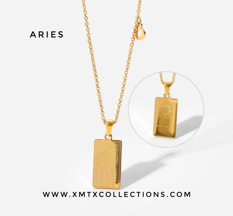 Reversible zodiac pendant with celestial design – 18K gold astrology necklace for astrology lovers and trendy jewelry collectors