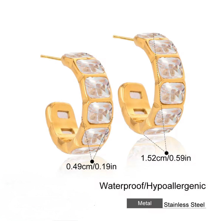 Shira Square CZ Hoop Earrings XMTX Collections