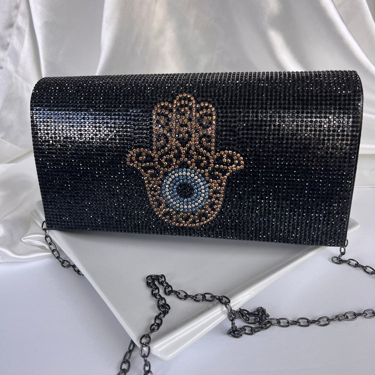 Hamsa šŖ¬ Hand Rhinestone Clutch XMTX Collections