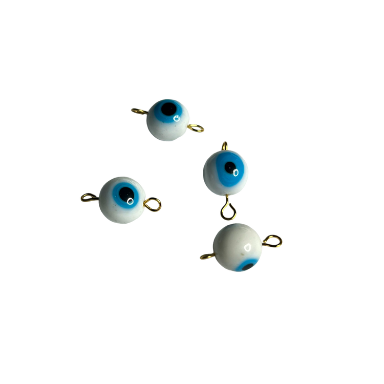Glass White & Blue Evil Eye Bead XMTX Collections