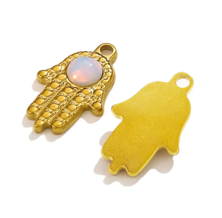 Opal Hamsa Charm