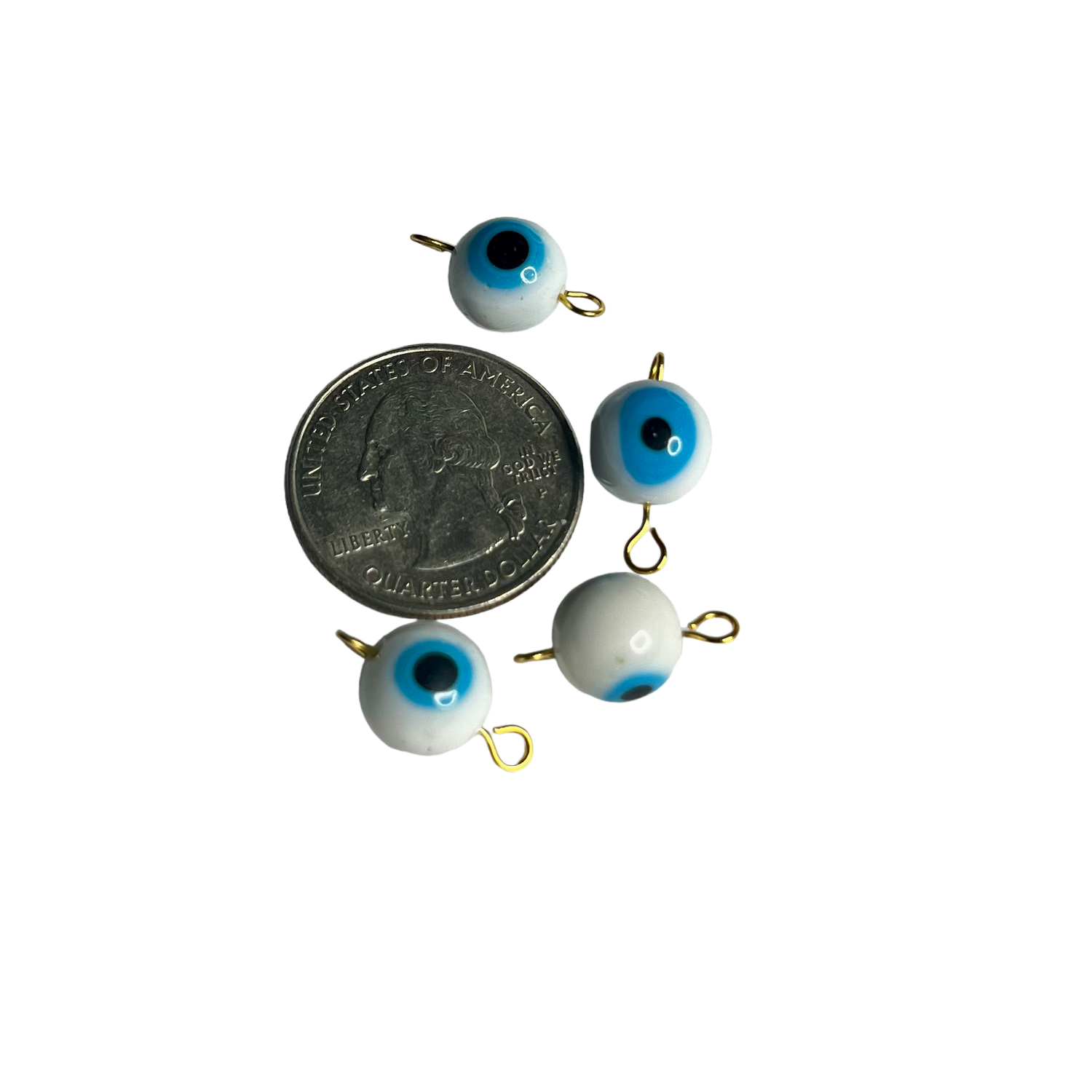 Glass White & Blue Evil Eye Bead XMTX Collections