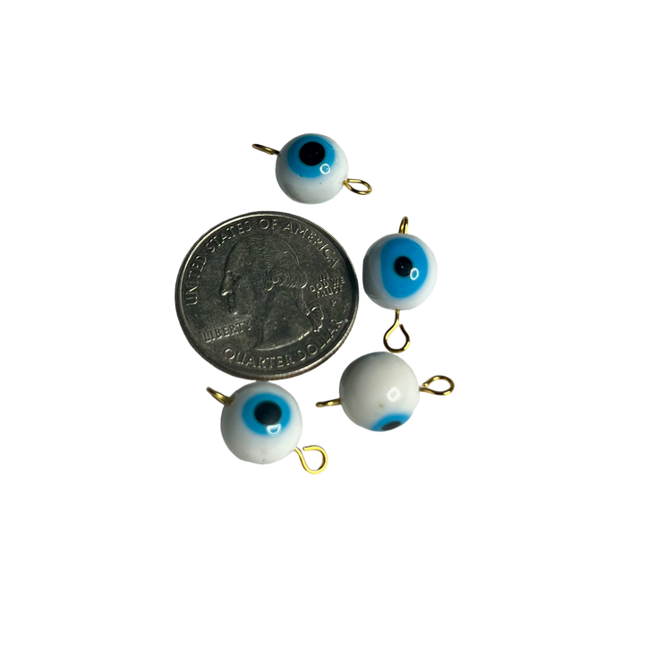 Glass White & Blue Evil Eye Bead XMTX Collections