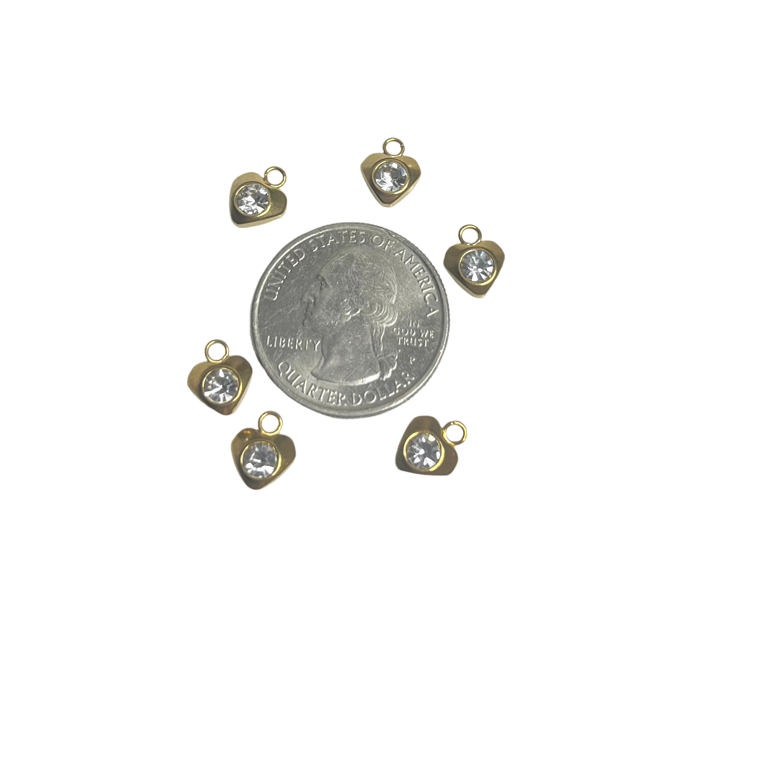 Gold Rhinestone Heart Charm XMTX Collections