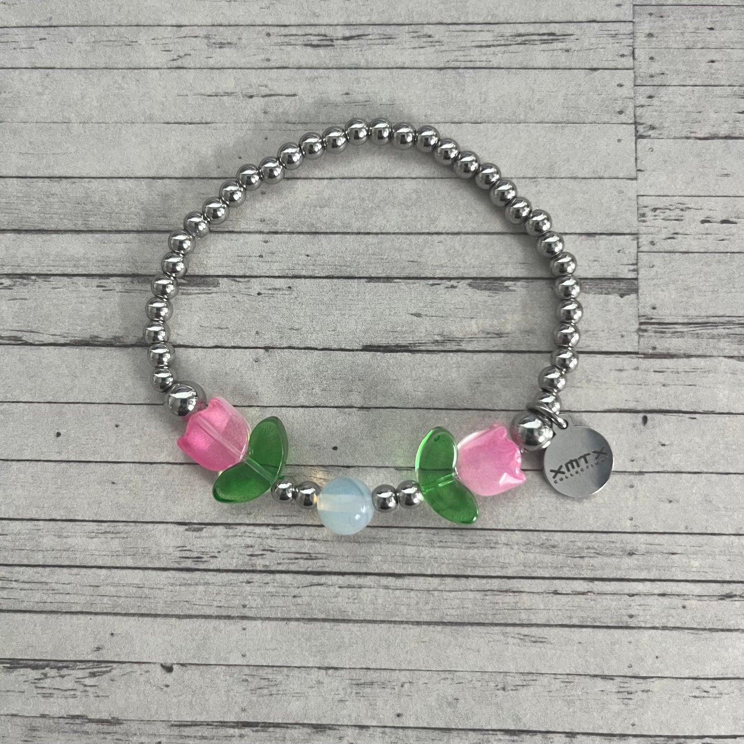 Tulips and Opal Handmade Stretch Bracelet XMTX Collections