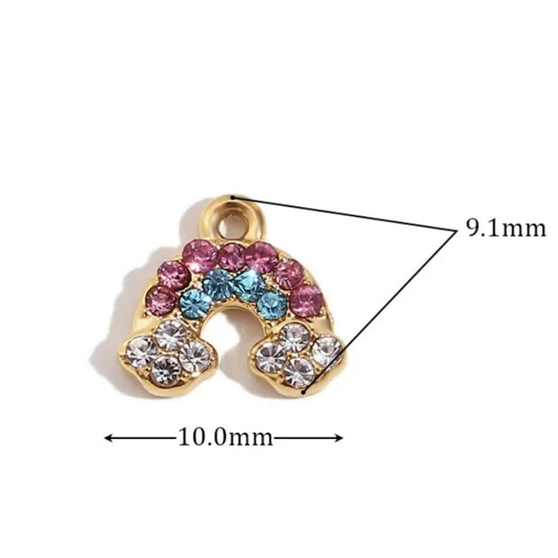 Rhinestone Rainbow & Clouds Charm