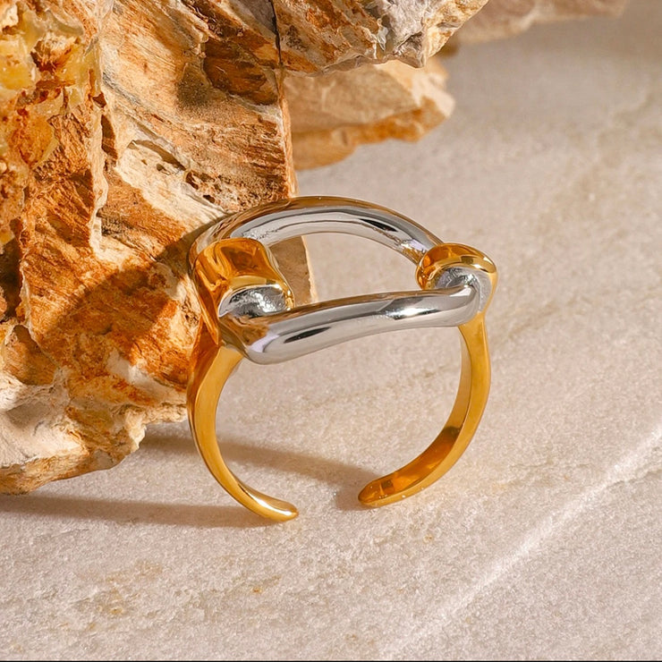 Buckle Two Tone Open Ring