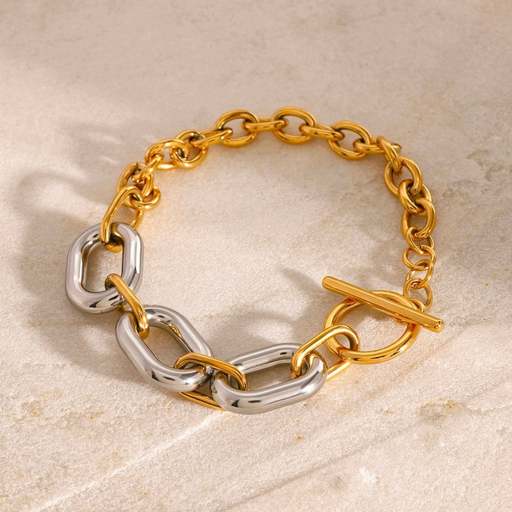 Two Tone Toggle Clasp Bracelet