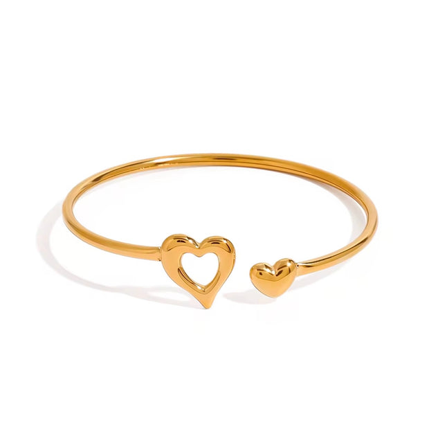 Two Hearts 💞 Bangle Bracelet