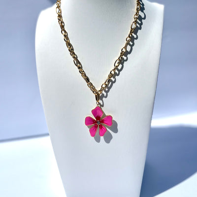 Hot Pink Flower Handmade Necklace