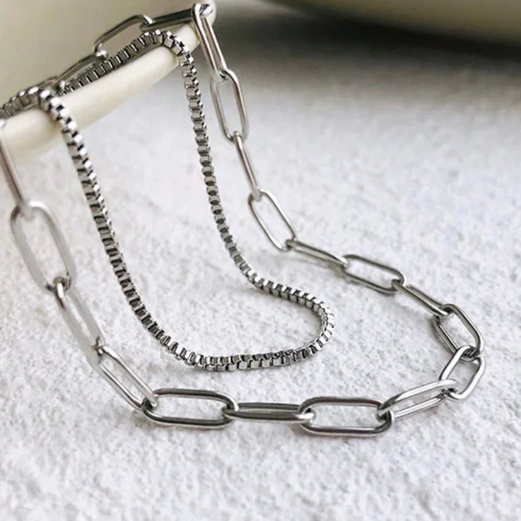Lyra Paperclip Double Necklace