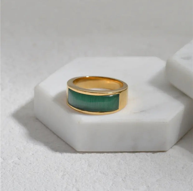 Green Opal Chunky Band Ring