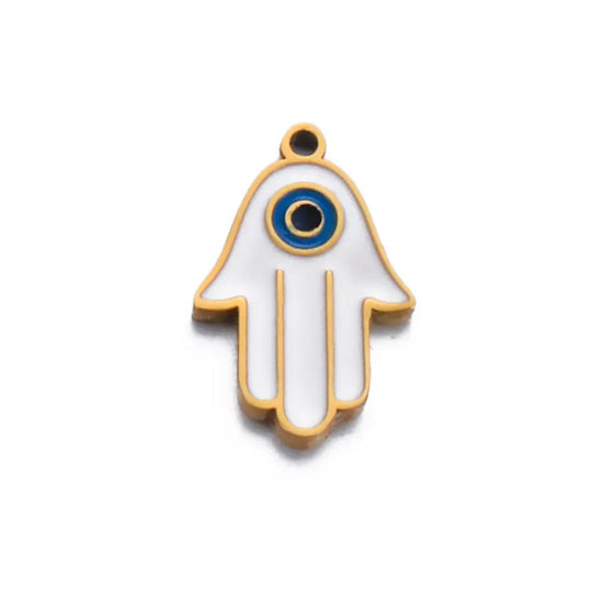 Small White Hamsa Hand Charm XMTX Collections