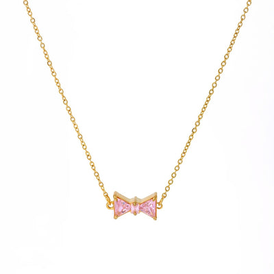 Pink Bow Rhinestone Necklace