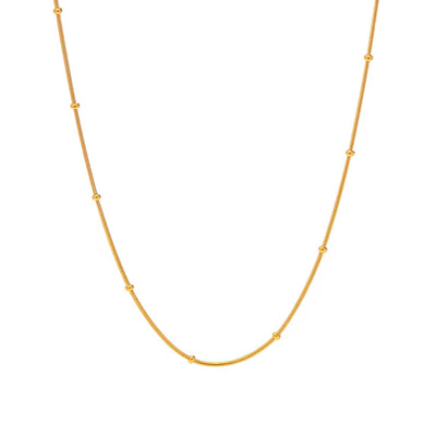 This delicate necklace is perfect for adding a touch of girly charm to any outfit. The thin bead chain adds a dainty and feminine look, making it an ideal accessory for any fashion-forward individual. A must-have for any jewelry collection!

Made to last! 

Tarnish and Water Resistant, Hypoallergenic

16.5 inches long- 2" Extension 

 

Closure :Lobster Clasp

18k Gold Plated over 316L Stainless Steel base.  

 

 