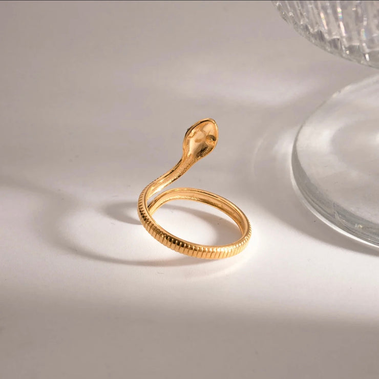 Green Eye Snake Open Ring