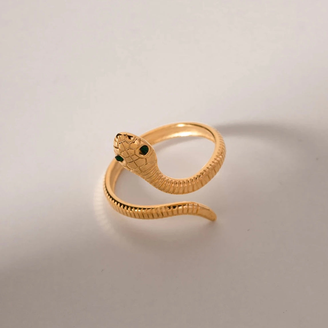 Green Eye Snake Open Ring XMTX Collections