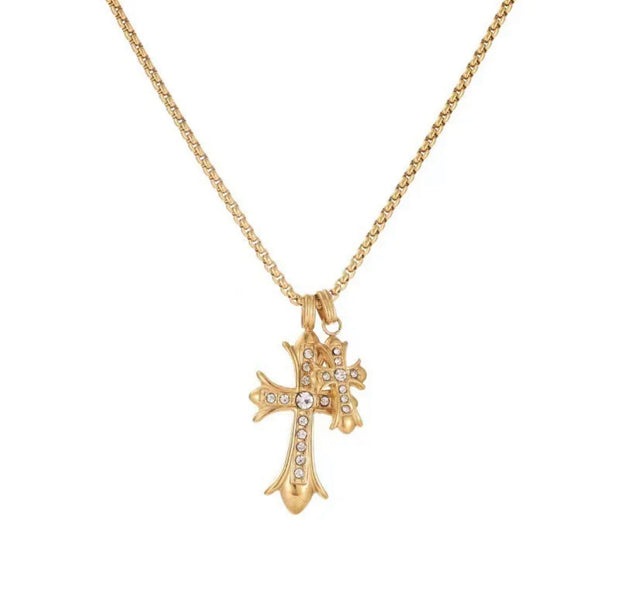 Two Crosses Necklace