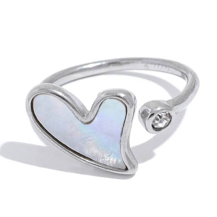 Mother of Pearl Open Heart Ring