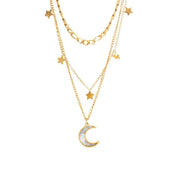 Stars & Moon Triple Necklace