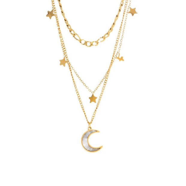 Stars & Moon Triple Necklace